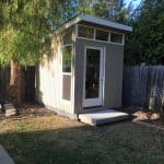 7x9 Modern Shed with Galvanized Skirting and Floating Step