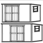 Custom-built wooden shed with double doors and small window for outdoor storage.